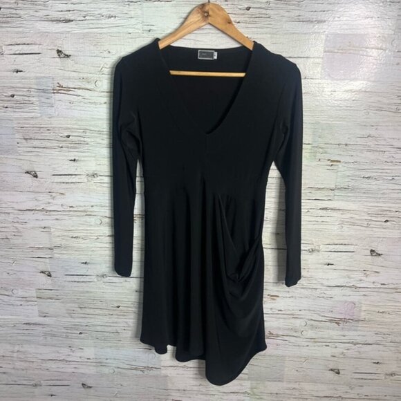 Sympli Black Asymmetrical Tunic Mini Jersey Knit Dress Size 6 - Picture 1 of 7